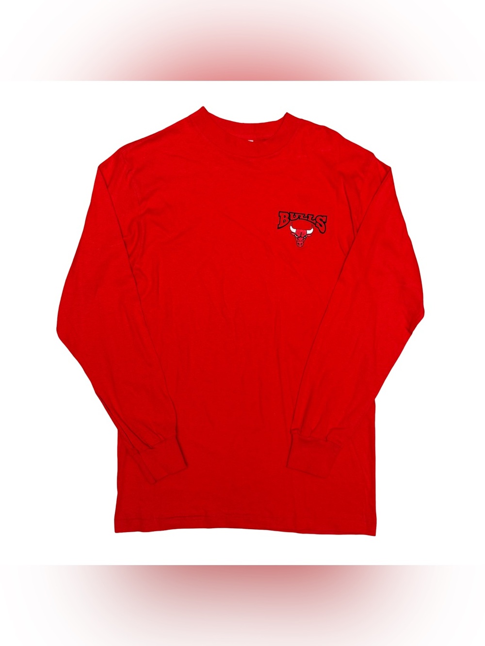 Vintage 90s Chicago Bulls True Fan Embroidered Long Sleeve T-Shirt Red Medium